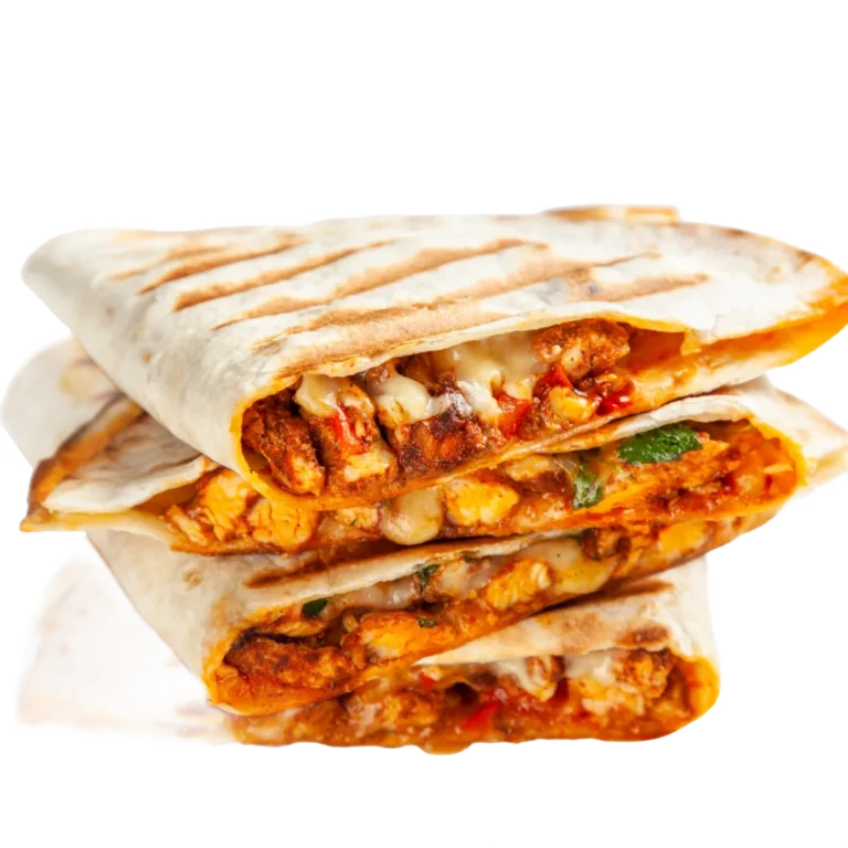 A view of chicken/beef quesadilla