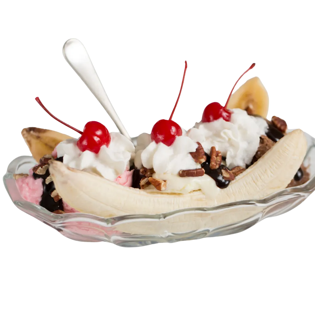 A view of grilled banana split