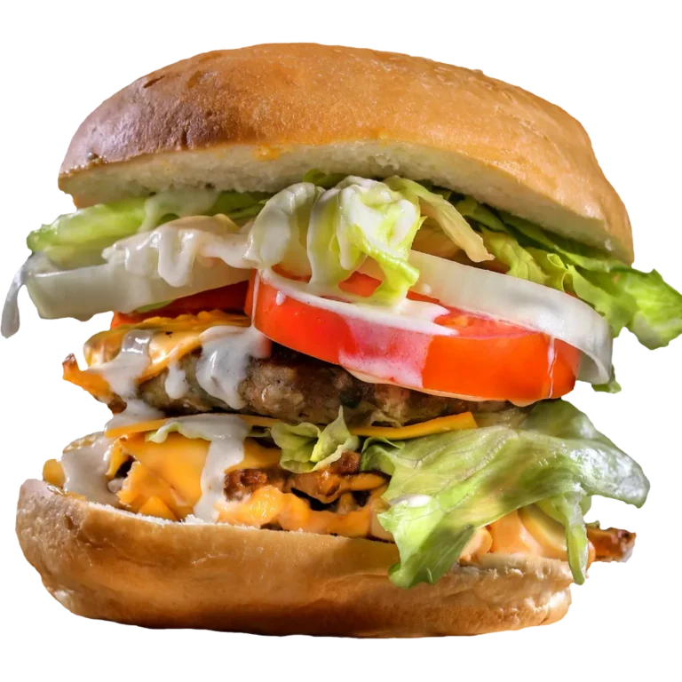 A closeup of cookout Burger size