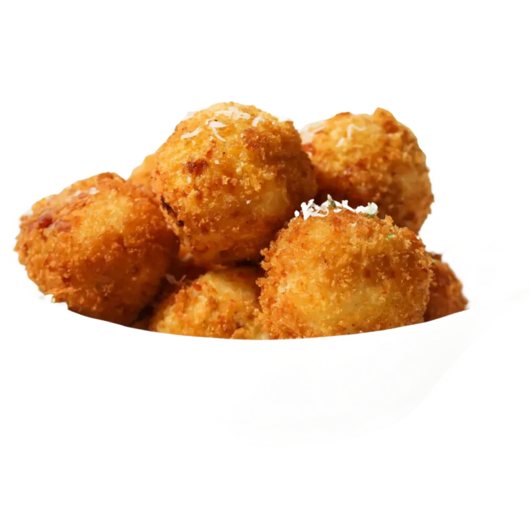 A bowl of white cheddar cheese balls