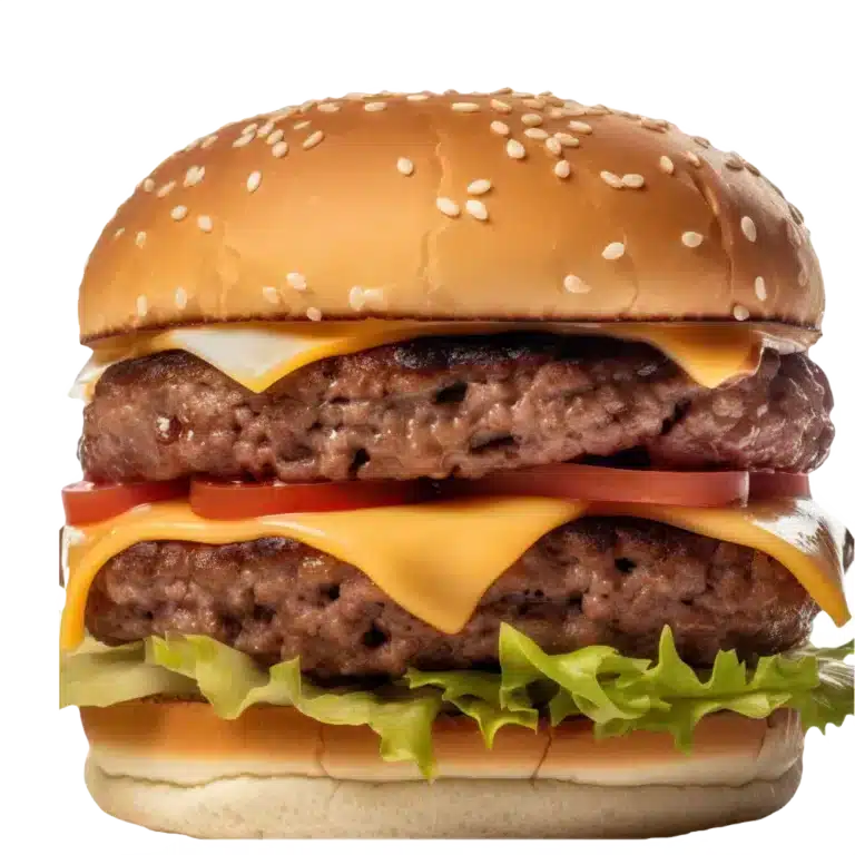 A closeup of cookout Burger size
