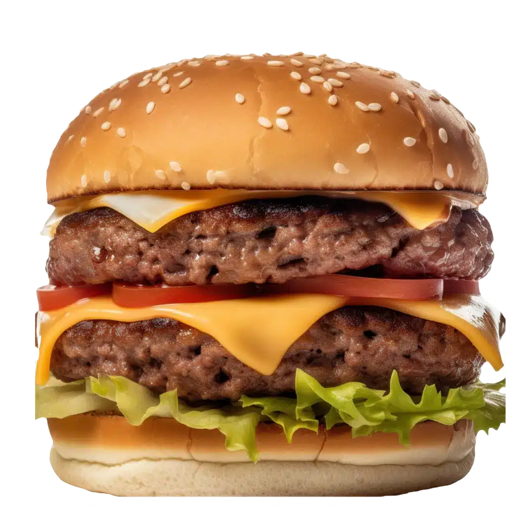 A closeup of cookout Burger size