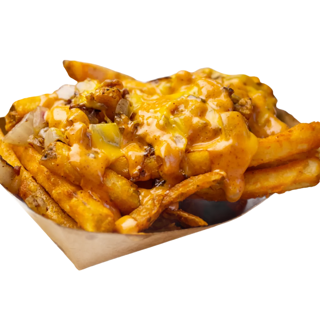 A view of cheese fries