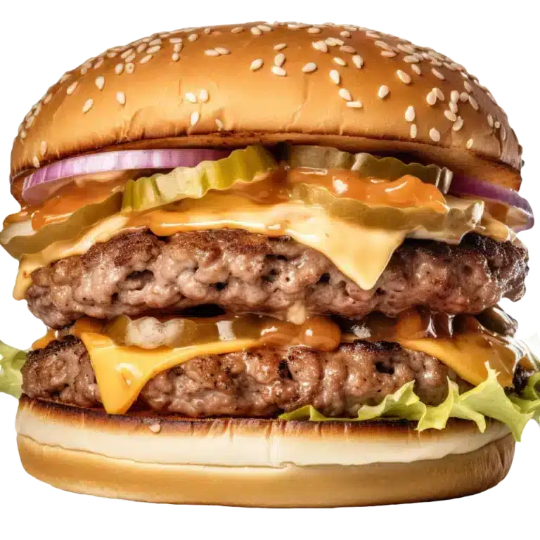 A closeup of cookout Burger size