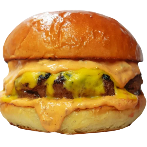 A closeup of Cookout Burger Styles