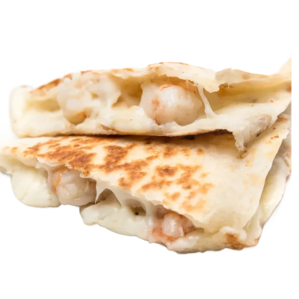 A view of cheese burger quesadilla
