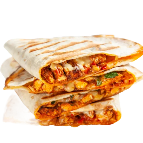 A view of chicken/beef quesadilla