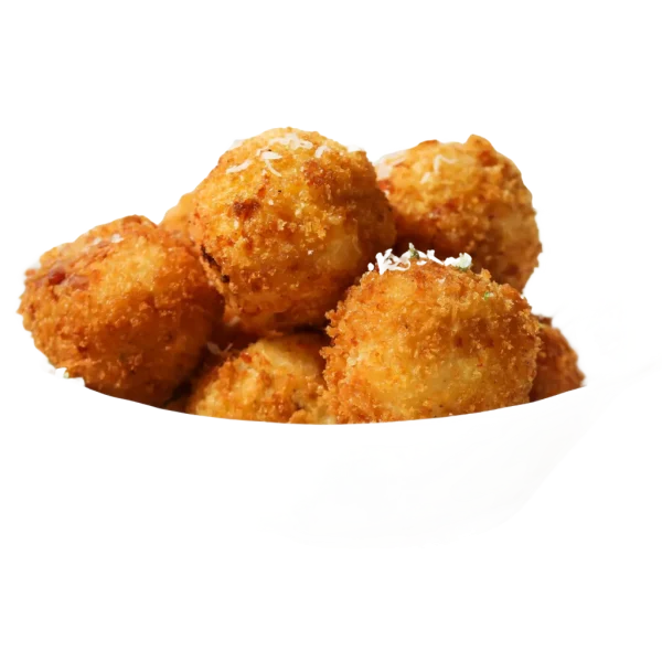 A bowl of white cheddar cheese balls